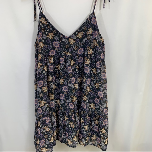 Wanderlust Woman's Dress BabyDoll Floral Tie Mini Boho Size Small Fall - Picture 6 of 7